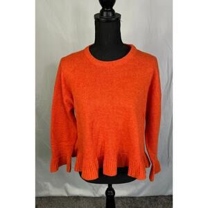 THML women crop sweater coral orange warm winter wool blend size Small